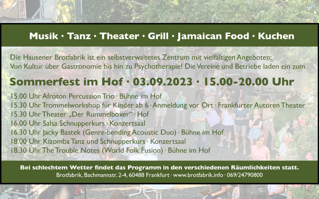 Einladung zum Sommerfest am 03.09.23